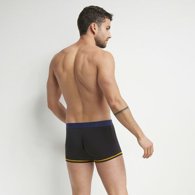 Pack of 2 men's black cotton boxers with yellow and blue belt Mix & colours, , DIM