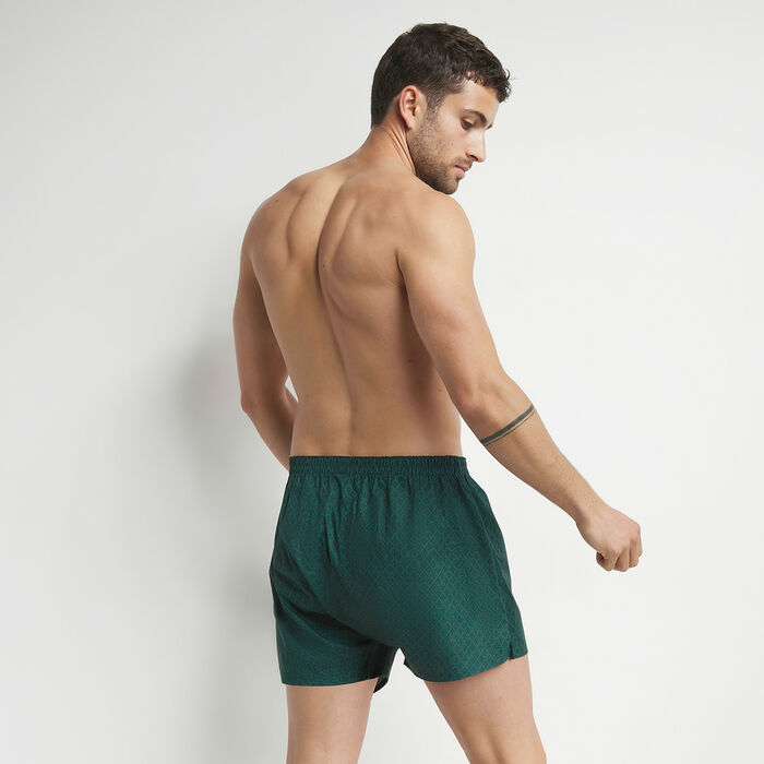 Men's cotton boxers shorts with baroque flower patterns Vert Dim Collection, , DIM