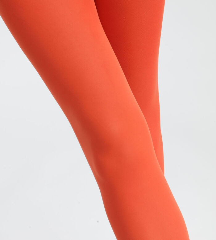 Orangerote blickdichte Strumpfhose in Velouroptik 50D - DIM Style, , DIM