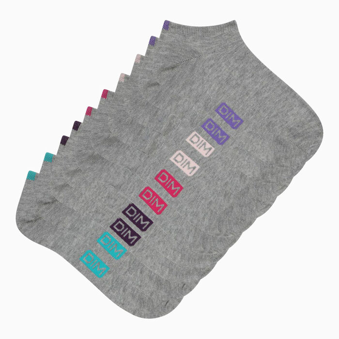 Pack de 5 calcetines bajos de mujer gris con marcas de colores EcoDimPack, , DIM