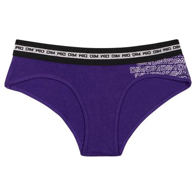 Girls' Purple Dim Sport stretch silver-print cotton boxer shorts, , DIM