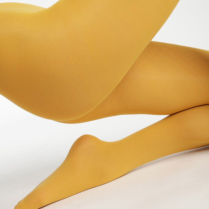 Women's 40d Sunflower Yellow opaque Dim Style tights with a velvet effect, , DIM