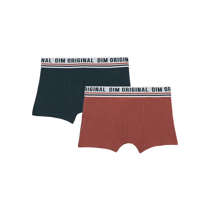 Lot de 2 boxers coton stretch Bleu Rouge ceinture rétro Dim Originals, , DIM