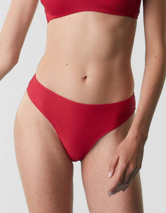 Red Brazilian bikini briefs in microfibre, , DIM