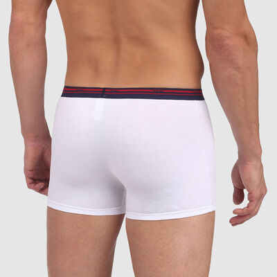Classic stretch cotton trunks in white with contrast waistband DIM Colors, , DIM