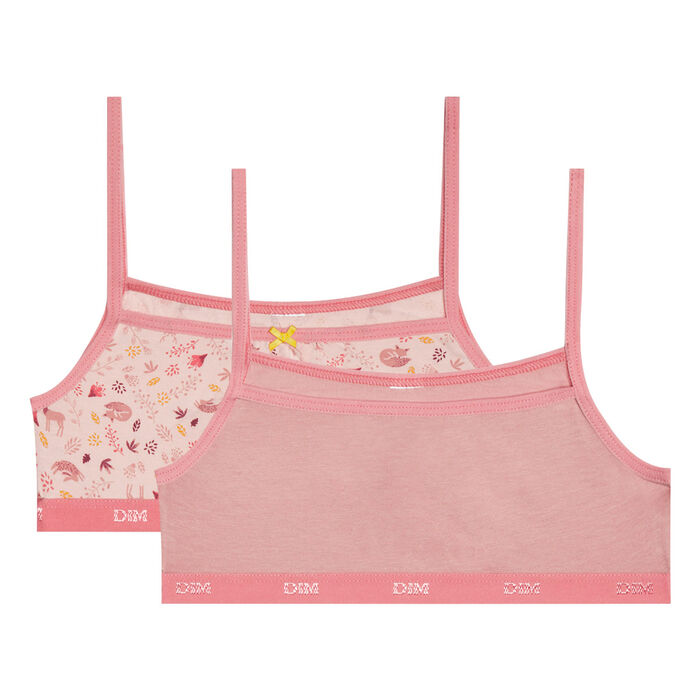 2er-Pack rosane Mädchen-Bustiers aus Baumwolle - Pockets, , DIM