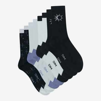 Pack of 4 pairs of women's astral cotton socks - Blue Les Bons Plans, , DIM