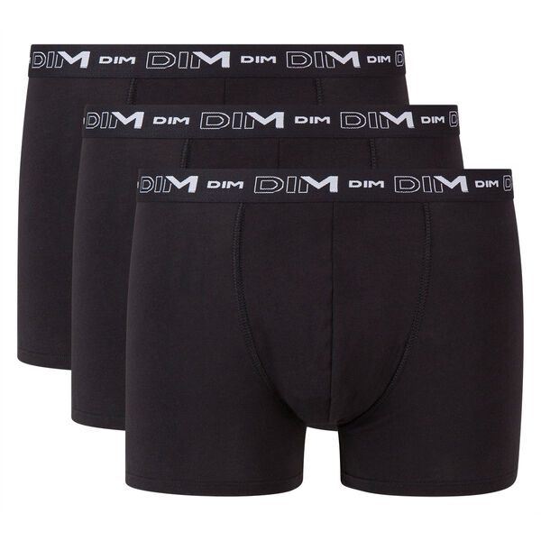 Pack of 3 pairs of black stretch cotton trunks for men