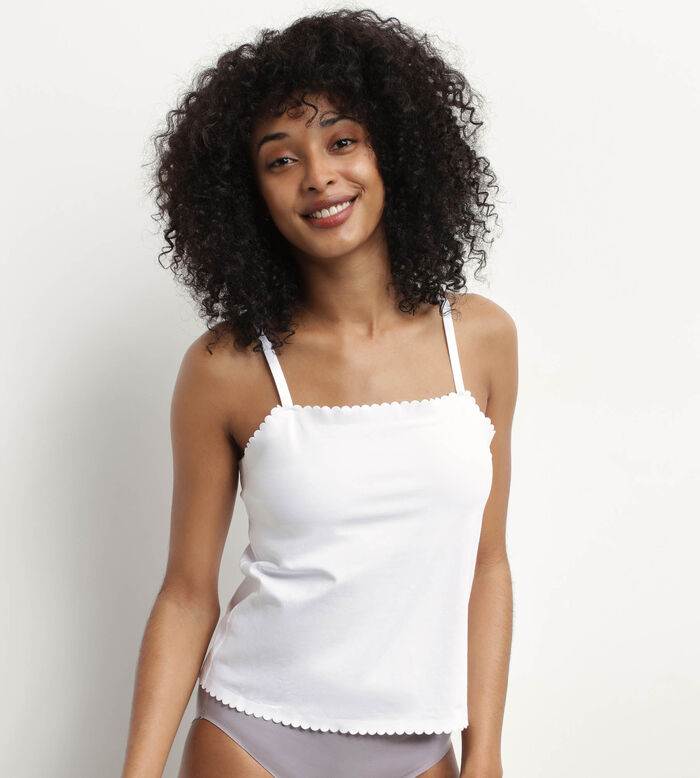 Women's white cotton seamless stretch top Body Touch Easy, , DIM