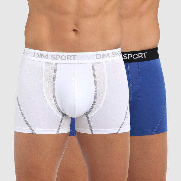 Dim Sport men's antiperspirant microfibre trunks in white and blue
