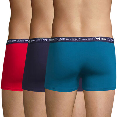 3 pack antique blue, red and navy blue trunks - Coton Stretch, , DIM