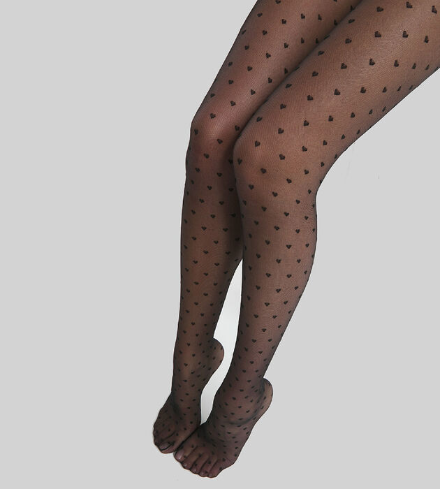 Women's Black sheer tights with hearts 19D Dim Style, , DIM