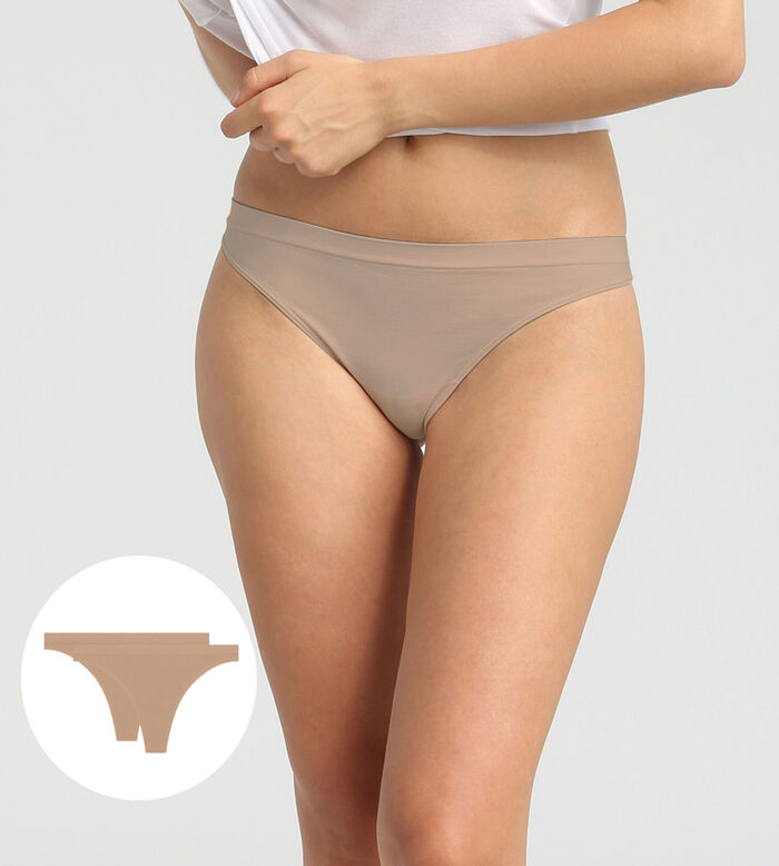 Pack of 2 New Skin Microfiber Thongs for Women, , DIM