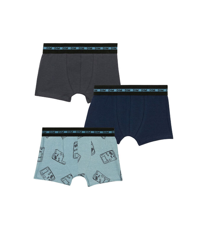 Pack of 3 boy's stretch cotton gameboy pattern boxers Blue EcoDim Fashion, , DIM