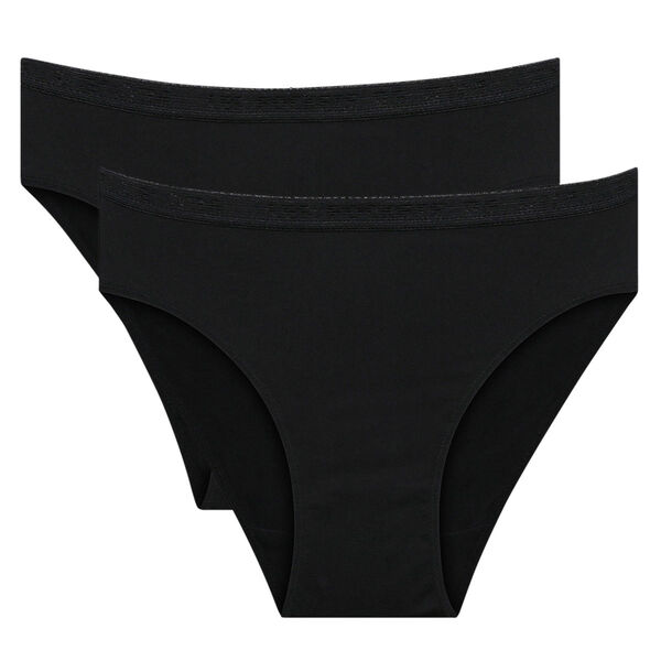 Pack of 2 black stretch cotton knickers DIM Girl