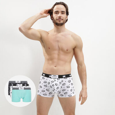 3-pack of men's stretch cotton boxers with a star eye pattern - Dim Vibes, , DIM