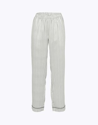 Schwarz-weiß gesreifte Pyjama-Hose in Satinoptik, , DIM
