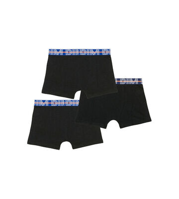 3er-Pack schwarze Jungen-Boxershorts aus Stretch-Baumwolle mit kontrastierendem Bund - EcoDIM, , DIM