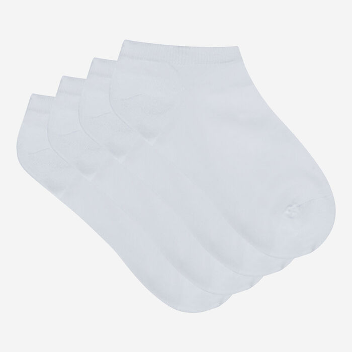 Pack of 2 pairs of white Light Coton invisible sock liners for women, , DIM