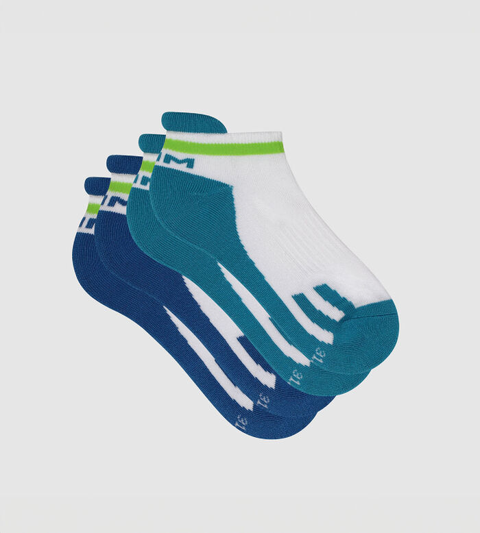 Pack de 2 pares de calcetines bajos para niña retro azul y verde Dim Sport, , DIM