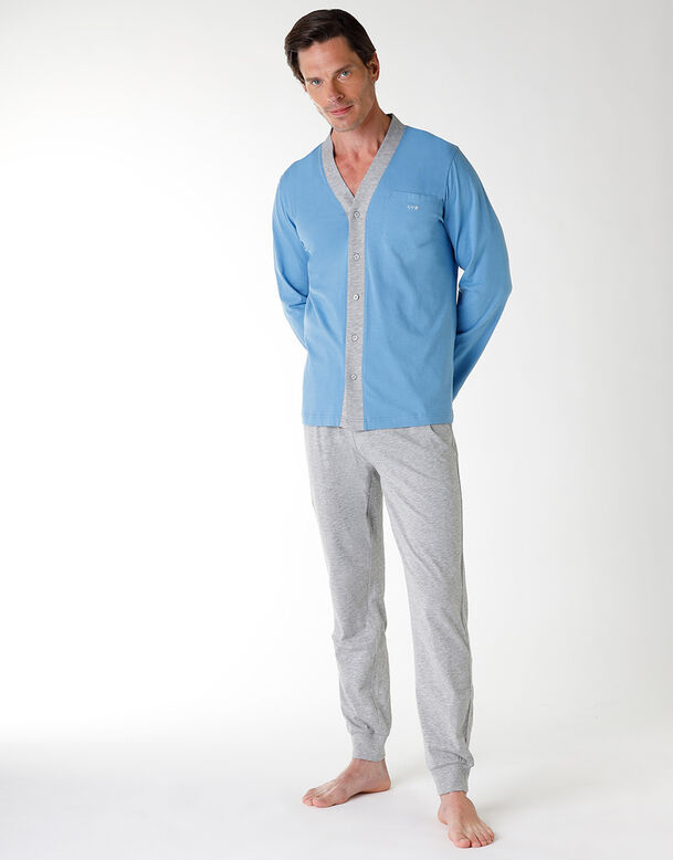 Powder blue jersey pyjamas with tunic, , DIM
