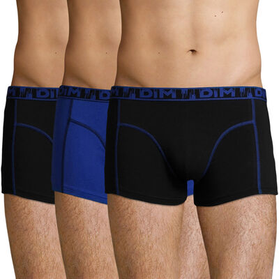 3 Pack stretch cotton Black and Navy Blue Ecodim Fashion trunks, , DIM