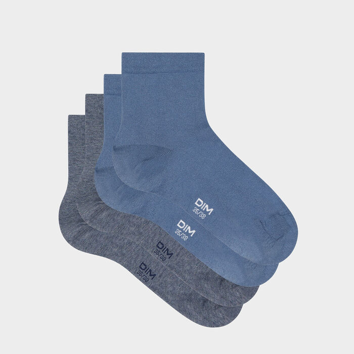 Pack of  2 pairs of Midnight Blue Women's Socks Denim Basic Cotton, , DIM