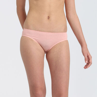 Dim Touch girls' blush pink microfibre briefs with scalloped waistband, , DIM