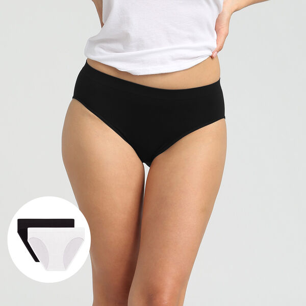 Pack of 2 black and white seamless microfibre panties Les Pockets Eco