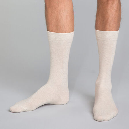 Mottled Beige Men's Crew Socks in cotton