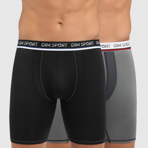 Dim Sport pack of 2 active thermoregulation microfibre trunks in black and  grey