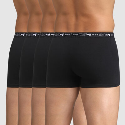 Pack of 4 black trunks for men Coton Stretch, , DIM