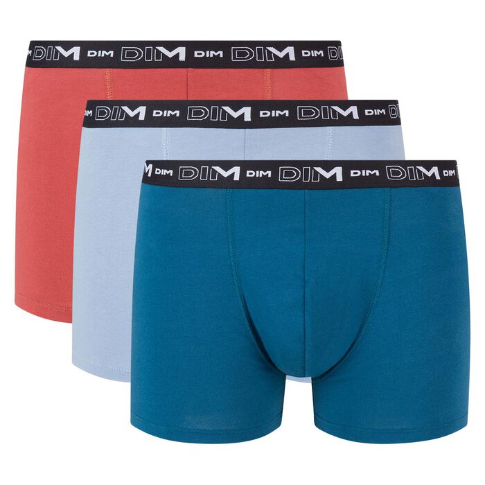 3er-Pack Boxershorts aus Stretch-Baumwolle eisblau/mitternachtsblau/rot, , DIM