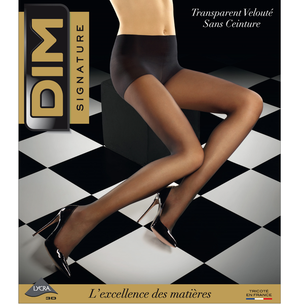 Black DIM Signature Transparent Velouté sheer velour comfort tights