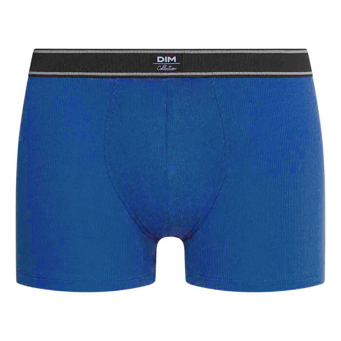 Men's boxers shorts in ribbed modal cotton Blue Olympe Dim Elegant, , DIM