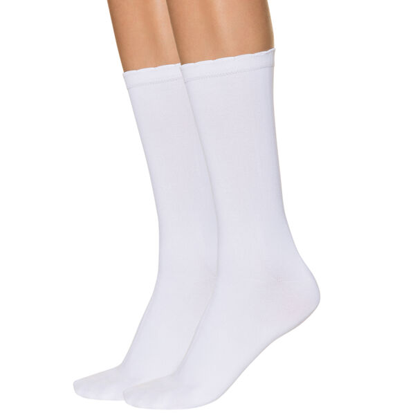 Pack of 2 pairs of women’s second skin mid calf socks in white