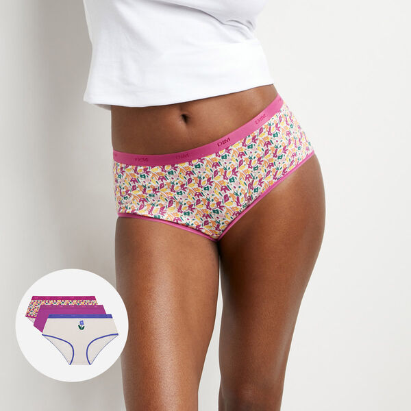Les Pockets Pack of 3 women's stretch floral pattern cotton boxers