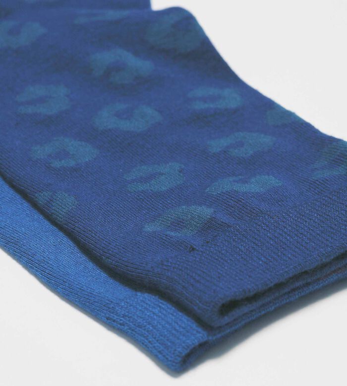 Pack of 2 pairs of women's viscose floral socks in Blue Dim Bamboo, , DIM