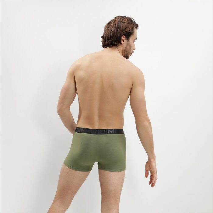 Dim Classic men’s modal cotton olive green boxers with black waistband, , DIM