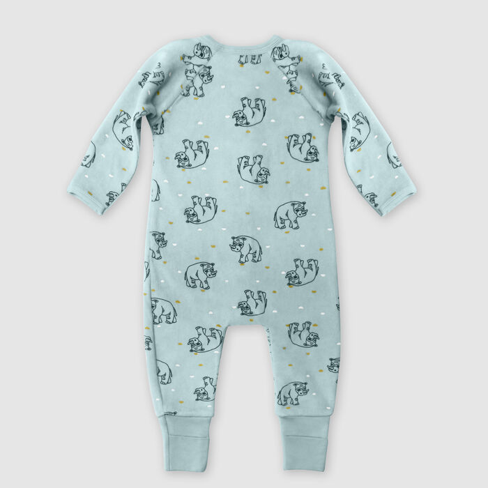 Голубая бархатная пижама с двусторонней молнией и принтом "Носорожка" Dim Baby, , DIM