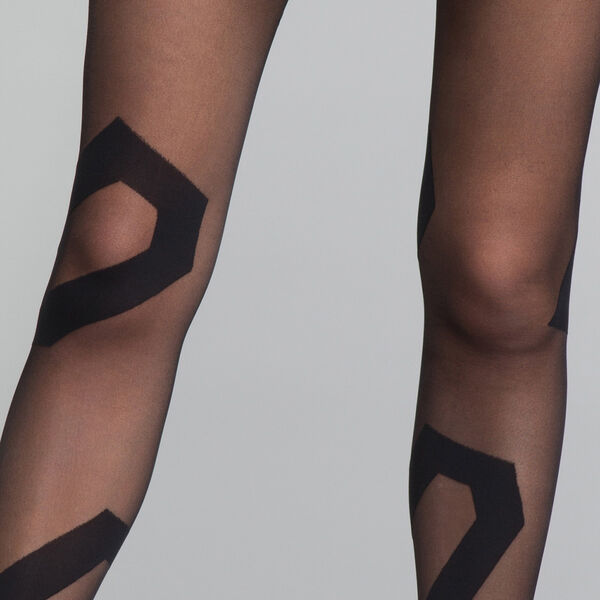 Asymmetrical pattern black 20 tights - DIM Style