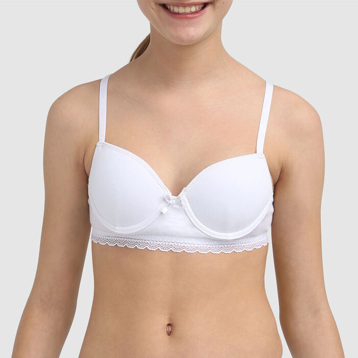Dim Trendy girls' white stretch cotton moulded cup bra
, , DIM