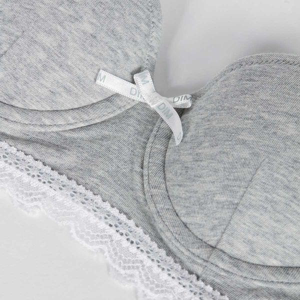 Dim Trendy girls' grey stretch cotton moulded cup bra