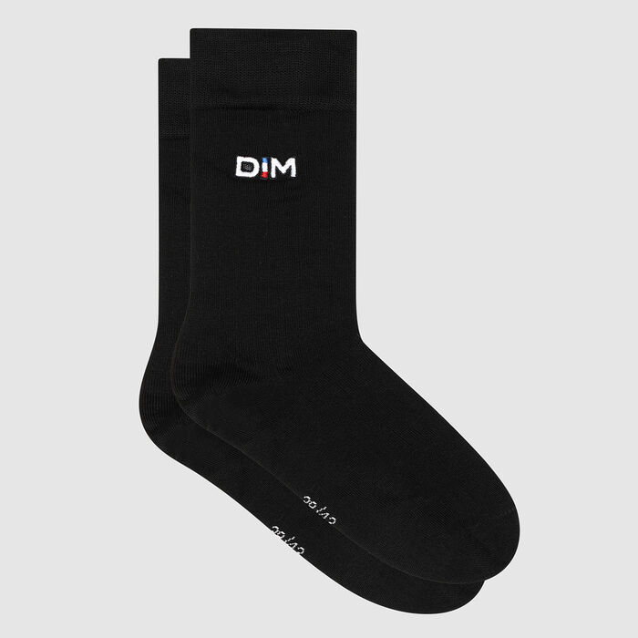 Men's Scottish thread black ribbed sock Made in France Dim, , DIM