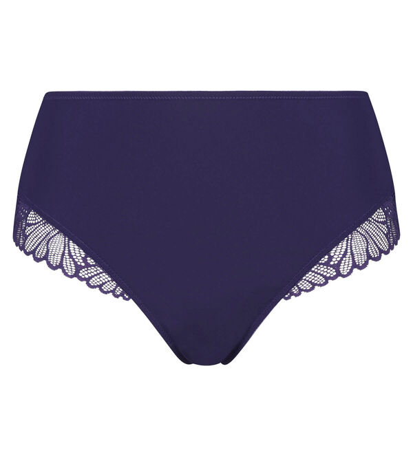 High-waisted microfibre and lace knickers in Violet DIM Fleur