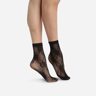 Schwarze transparente Socken mit Spitze - DIM Style, , DIM