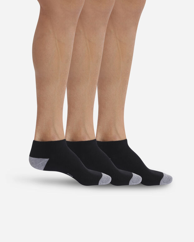 Pack of 3 pairs of black EcoDIM Micro trainer socks, , DIM