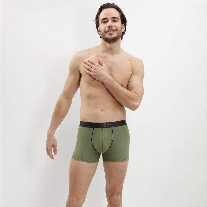 Dim Classic men’s modal cotton olive green boxers with black waistband, , DIM