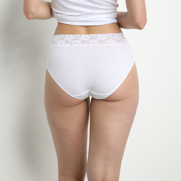 Pack of 2 pairs of Coton Plus Féminine high rise bikini knickers in white