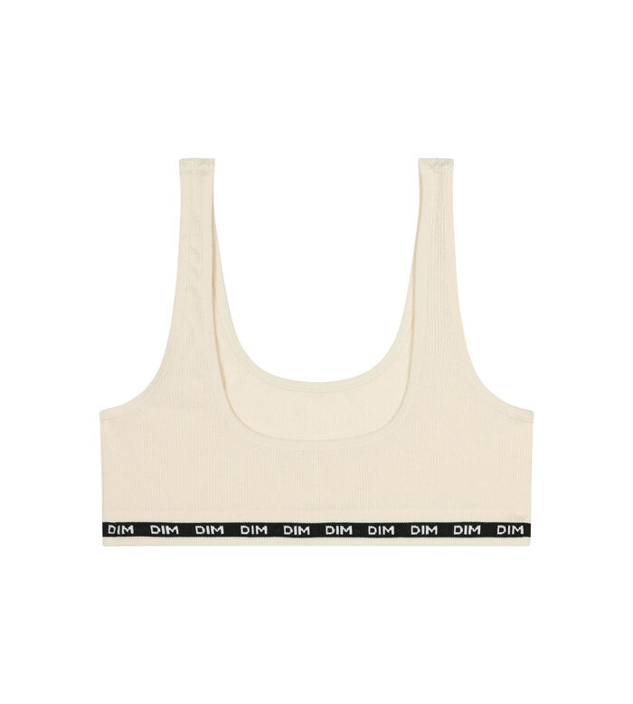 Girls' ribbed fabric bralette in Beige Ivory Dim Icons, , DIM
